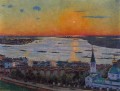 La puesta de sol en Volga Nizhny Novgorod 1911 Konstantin Yuon paisaje del río